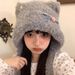 Homemade Autumn And Winter Atmosphere Sticker, Cute Plush Teddy Bear, Internet Famous Bow, Warm Ear Protection Hat,_viptrois.com