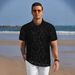 Men's Clothing Men's Summer Transparent Henry Shirt Printed Polo Shirt Party Nightclub Lapel Short Sleeve_viptrois.com
