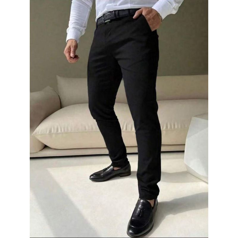 Men's Business Casual Straight Leg Dress Pants Versatile Solid Color Trousers For Commuting Style_viptrois.com