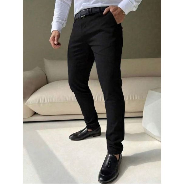 Men's Business Casual Straight Leg Dress Pants Versatile Solid Color Trousers For Commuting Style_viptrois.com