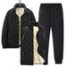 Men's Winter Fleece Lined 3-piece Set - Hooded Jacket Vest & Pants - Cozy Thermal Outfit For Cold Weather (Black/Grey Regular/Slim Fit Sizes L-7xl)_viptrois.com