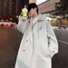 Winter Black Korean Edition Men's Knee Length Windbreaker Youth Trendy Handsome Coat Loose Top_viptrois.com