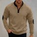 Men's Casual Half-Zip Fleece Pullover Sweatshirt With Stand Collar, Loose Fit, Color Block Design, Long Sleeve Winter Hoodie For Autumn & Winter_viptrois.com
