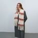 Women's Scarves autumn and winter New thickened warm simple striped mohair tassel plaid shawl scarf for women_viptrois.com