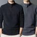 Autumn Winter Men's New Base Shirt Solid Color Double-Sided Half High Sweatshirt Fleece Warm Stand Collar Top_viptrois.com