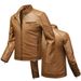 Men's Slim Fit PU Leather Jacket – Lightweight Biker Coat With Stand Collar (L-XXXXL, Black/Tan/Burgundy, Unlined & Fleece-Lined Options)_viptrois.com