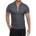 Summer Men's Polo Shirt Short Sleeve T-Shirt Lapel Collar Slim Fit Solid Color Top_viptrois.com