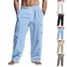 Men's Clothing Linen Thin Breathable Workwear Multi Pocket Loose Casual Trousers Long Trousers_viptrois.com