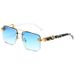 Half Rim Square Sunglasses – Diamond Cut Edge, Marble & Wood Grain Temples, Lightweight Fashion Glasses_viptrois.com
