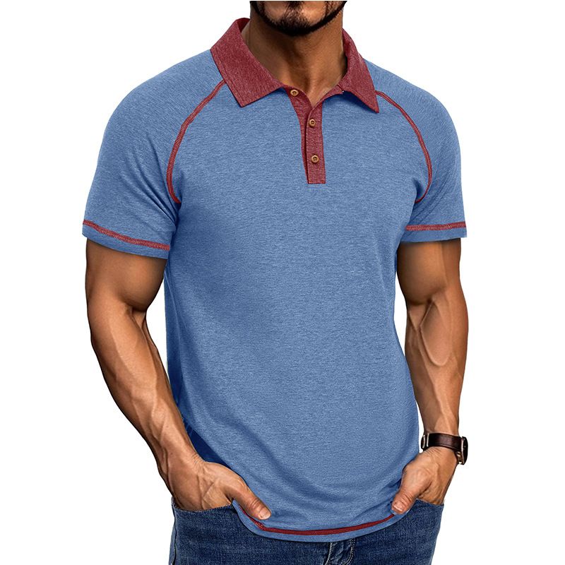 Men's Clothing Spring European And American Men's Short Sleeve Lapel Henry T Shirt Men's Polo Bottoming Shirt_viptrois.com