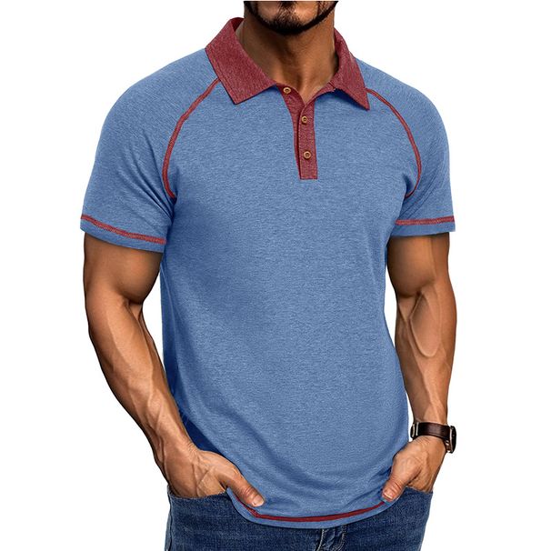 Men's Clothing Spring European And American Men's Short Sleeve Lapel Henry T Shirt Men's Polo Bottoming Shirt_viptrois.com