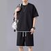 Men's Clothing Summer Leisure Sports Suit Large Size Ice Silk Cool Thin T Shirt Leisure Loose Trend Shorts_viptrois.com