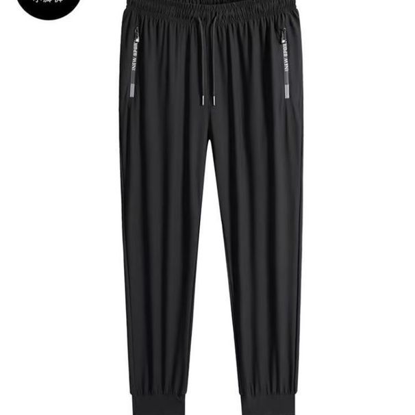 Men's Clothing Ice Silk Quick Drying Pants Men's Summer Thin Stretch Sports Pants Breathable Outdoor Casual Pants Trendy Running Sports Trousers_viptrois.com