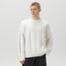 Men's Oversized Cable Knit Sweater | Vintage Loose Fit Pullover | 100% Polyester (White, Black, Beige, Dark Grey, Deep Taupe, Anchor Red)_viptrois.com