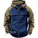 2025 Model Retro Workwear Hooded Sweatshirt, Men's Zipper Solid-color Warm Sports Shirt With Multiple Pockets Hooded Jacket_viptrois.com