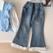 Mother & Kids Girls Spring Suit Long Sleeve 2025 New Children's Fashion Knitted Vest Shirt Suit With Lace Jeans_viptrois.com