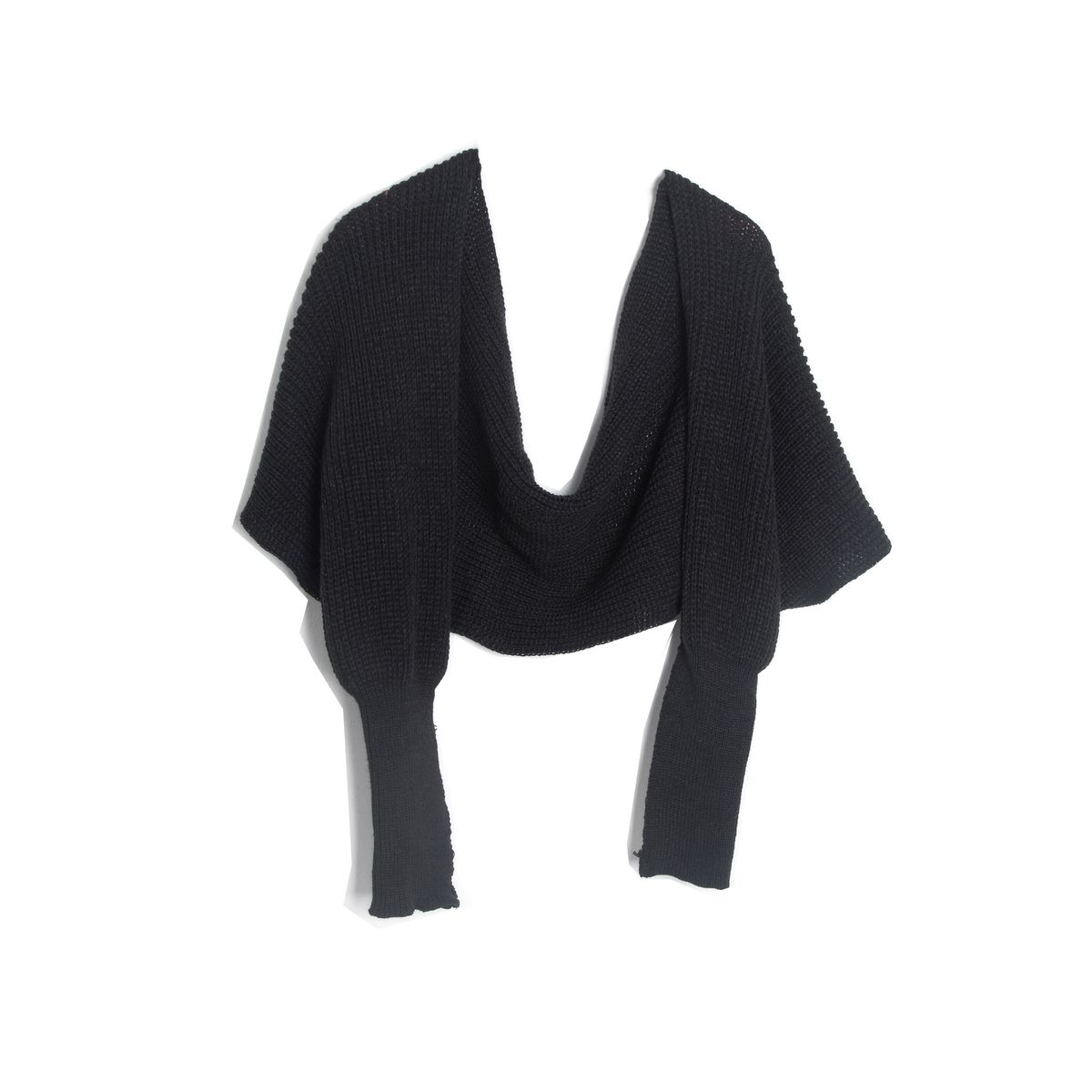 Unisex Scarf cape Solid color acrylic wool knitted scarf with sleeves_viptrois.com
