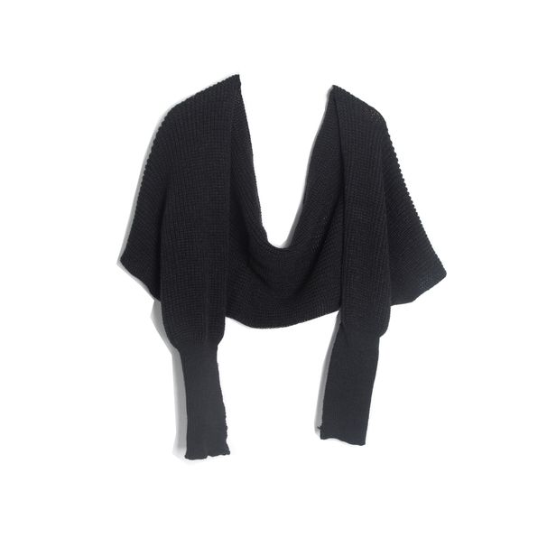 Unisex Scarf cape Solid color acrylic wool knitted scarf with sleeves_viptrois.com