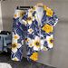 Y2 New Men's Casual Floral Print Suit Short Sleeve Shirt And Trousers Set Versatile Men's Clothing_viptrois.com