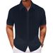 Men's Clothing Foreign Trade Men's Clothing Summer Men's Casual Knitted Shirt New Style Lapel Hollow Breathable Short Sleeved Top A0402_viptrois.com