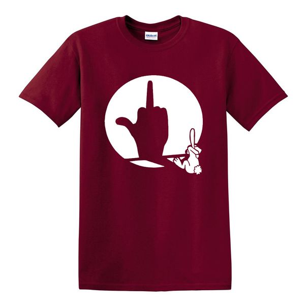 Middle Finger Shadow Puppet 100% Cotton T-shirt Mens Tees Top Funny Rude Joke Novelty Rabbit Gift Top Tee_viptrois.com