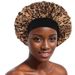 Autumn and winter leopard print sleeping cap wide brim satin hat hair care cap washing hat shower cap hair bonnet_viptrois.com