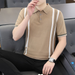 Summer New Collection: Ice Silk, Leading Striped Collar Polo Sweater, Short Sleeve Knitted T-shirt_viptrois.com