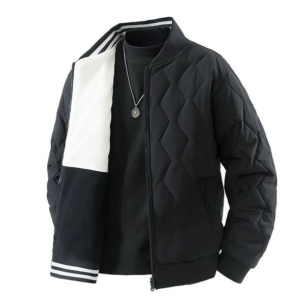 Men's Reversible Stand Collar Fleece Lined Winter Coat - Thickened Warm Puffer Jacket For Casual Streetwear_viptrois.com