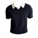 New Recommended Summer Short Sleeve POLO Shirt High Elasticity Striped Lapel Thin Two-piece Knitted Short Sleeve Polo Shirt_viptrois.com