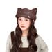 2025 Cat Ear Leather Beret For Women Korean Style Sweet Versatile Duckbill Octagonal Hat Fashionable Painter Newsboy Cap_viptrois.com