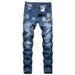 Men's Distressed Jeans Cross Border Supply Personalized Camouflage Patchwork Trendy American Jeans_viptrois.com