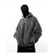 Unisex Zip-Up Hoodie With Full-Face Zipper & Eye Cutouts - Trendy Streetwear Pullover For Men & Women (Black/Gray, S-XXXL)_viptrois.com