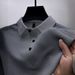 Men's Clothing High End Mesh Ice Silk Short Sleeved T Shirt Collar Summer Solid Color New Slip Material Polo_viptrois.com