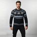 Men’s Snowflake Embroidered Sweater – Oversized Ribbed Hem Pullover (L-3XL, Soft Modal Blend, Machine Washable)_viptrois.com