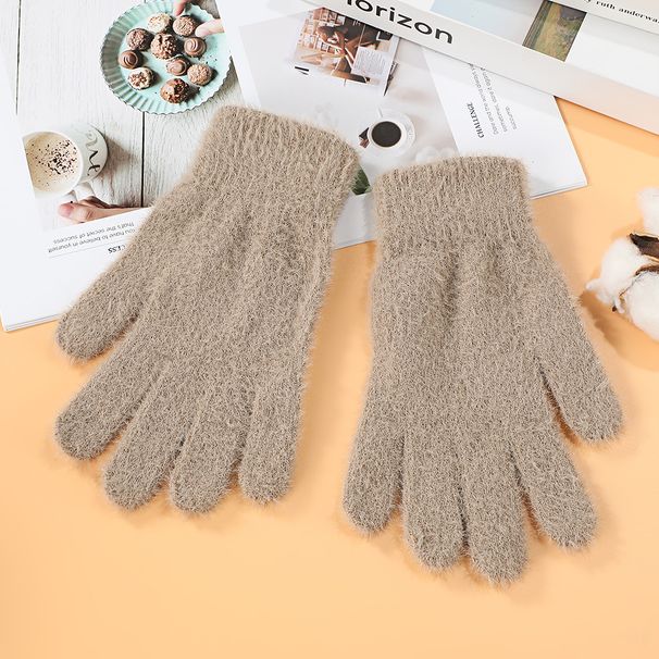Plush For Women With Finger Holes, Warm And Thickened, Mink Fur, Nylon, Student Men, Couple Fingerless Gloves_viptrois.com