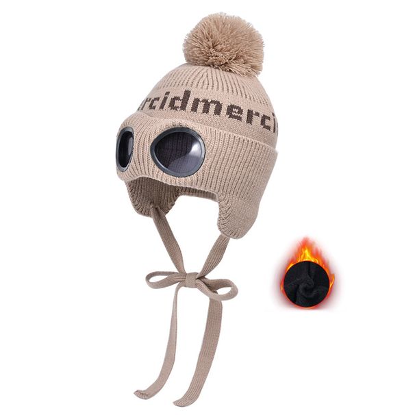 Women's Hats Winter Outdoor Cold Proof Earmuffs Lei Feng Hat Pullover Hat For Women With Glasses Wool Ball Knitted Wool Hat_viptrois.com