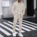 European And American Autumn New Waffle Long Sleeved Trousers Two Piece Suit Solid Color Double Pocket Workwear Cardigan Shirt Suit_viptrois.com