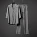 Men's Clothing Retro Style Ice Silk T Shirt Short Sleeved Suit Tops V Neck T-shirt Sets_viptrois.com