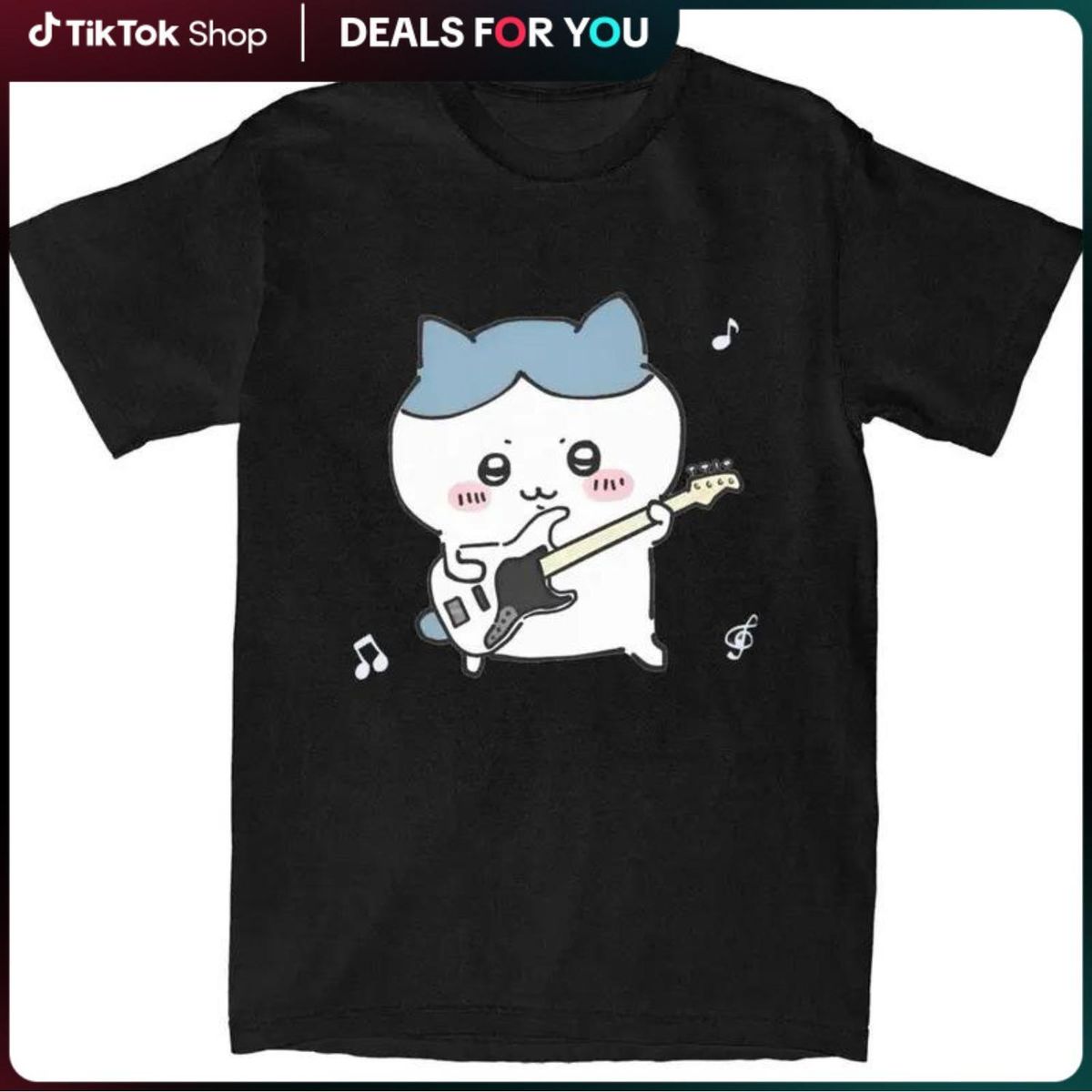 Camisetas Gráficas Buena Calidad Chiikawa Hachiware, Camiseta Guitarra Para Hombres, 100% Algodón, Estilo Playero,_viptrois.com