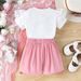 Mother&Kids Summer solid color flying sleeve short sleeve dress set two-piece lovely princess style_viptrois.com