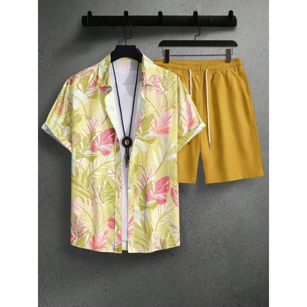 Men's Summer Hawaiian Vacation Shirt And Shorts Set 2 Pieces Cross Border Stock 3D Digital Print_viptrois.com
