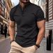 Men's Clothing Men's Short Sleeved Stand Up Collar Waffle Fabric Casual Short Sleeved Polo Shirt_viptrois.com