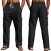 Men's Linen Trousers Spring Autumn Cargo Multi Pocket Straight Leg Loose Fit Pants_viptrois.com