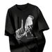 Cross-Border Foreign Trade Women's Clothing European And American Dark Style Round Neck Drop Shoulder T-Shirt Loose_viptrois.com