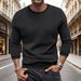 Men's Slim-Fit Long-Sleeve T-Shirt – Textured Micro-Check Crewneck Base Layer (220GSM Polyester) – Solid Color Casual Tee (S-XXXL)_viptrois.com