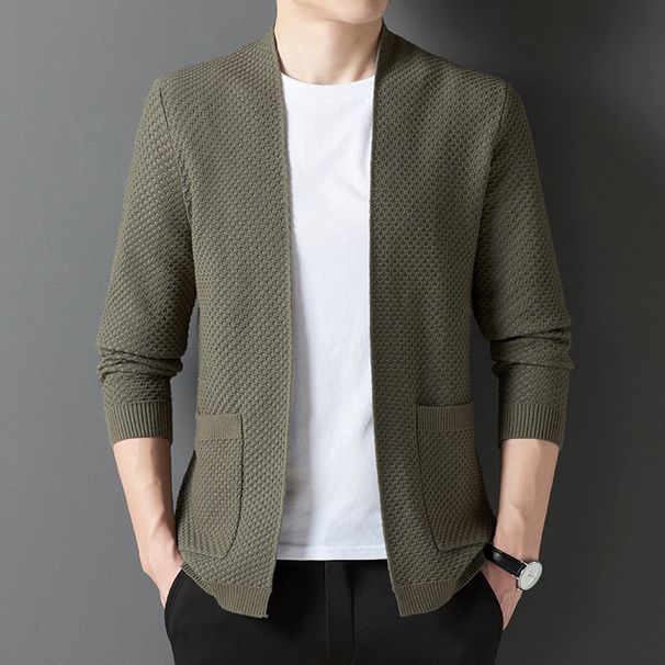 "Men's Lightweight Knit Cardigan – Slim-Fit Autumn Layering Essential (Black To 4XL, Business Casual)"_viptrois.com