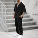 Shirts And Casual Pants Two-piece Set Hot-selling Clothing New Fit Trendy Solid Color Men's Fashion Suit_viptrois.com