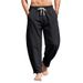 Summer Linen Cotton Harem Pants US Sized Loose Fit Plus Size Curved Cut Slim Fit Commuter Patchwork Long Pants_viptrois.com