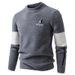 Men's Fashion Knit Sweater, Oversized Crewneck Long Sleeve Pullover, Modal-Spandex Blend, Thickened Casual Thermal Top (White/Gray/Black)_viptrois.com
