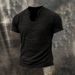2026 Solid Color Men's Retro Cotton And Linen Hair Beard Special V-neck Short-sleeved T-shirt Summer_viptrois.com